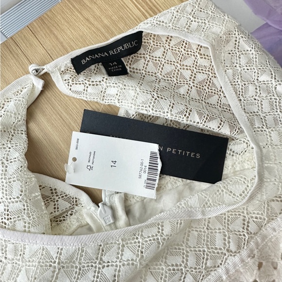 NWT Banana Republic Short Sleeve Eyelet Midi Dress Ivory Sz 14 - Picture 3 of 11